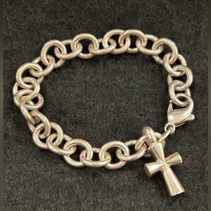 RETIRED James Avery 925 Sterling St. Teresa Cross Classic Chain Bracelet